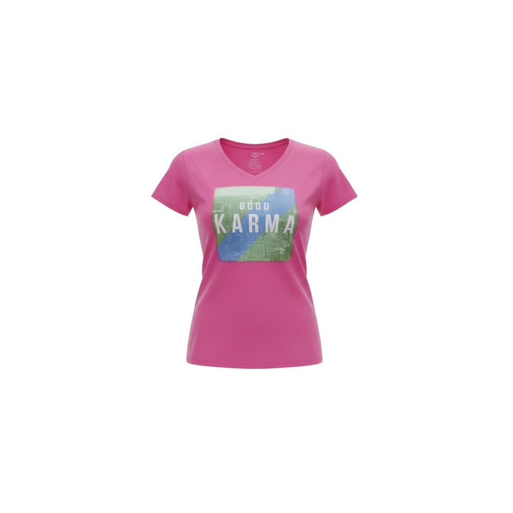 Athletic Works Graphic Tee Womens M Pink Good Karma V-Neck Short Sleeve Shirt